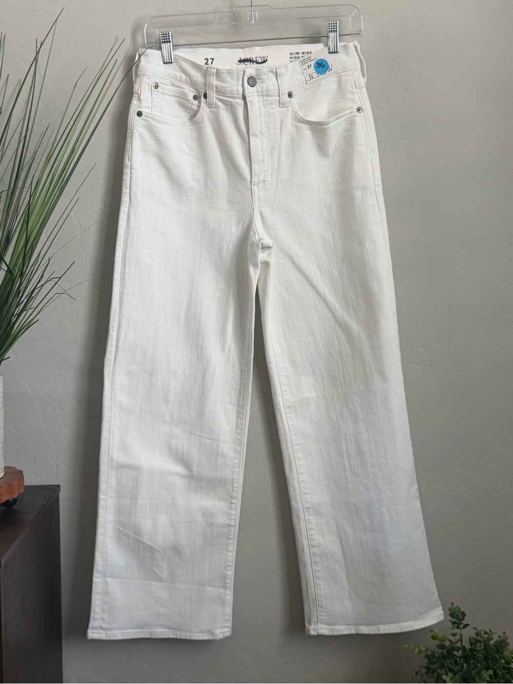 NWT J.Crew Slim-Wide High Rise Super-Stretch White Jeans Size 27